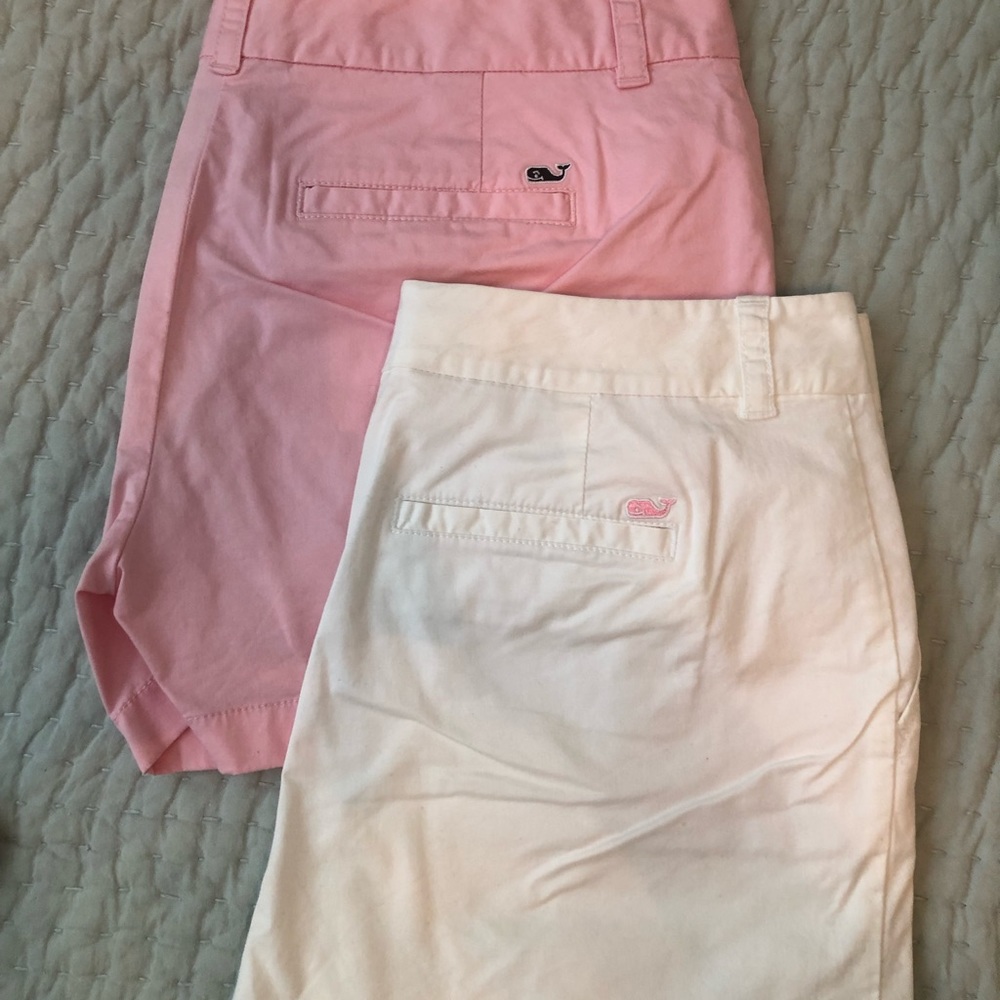Two pair vineyard vine shorts pink, white size 6